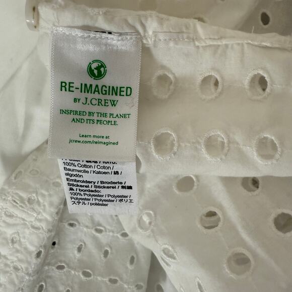 J.Crew White Eyelet Button Down Shirt 100% Cotton Classic Fit Capsule Casual | 2 - Picture 6 of 10